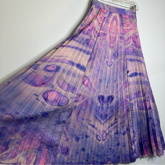 Siddhartha Bansal Anthropologie Marble Dyed Pleated Skirt Psychedelic Festival 2 - Picture 8 of 13
